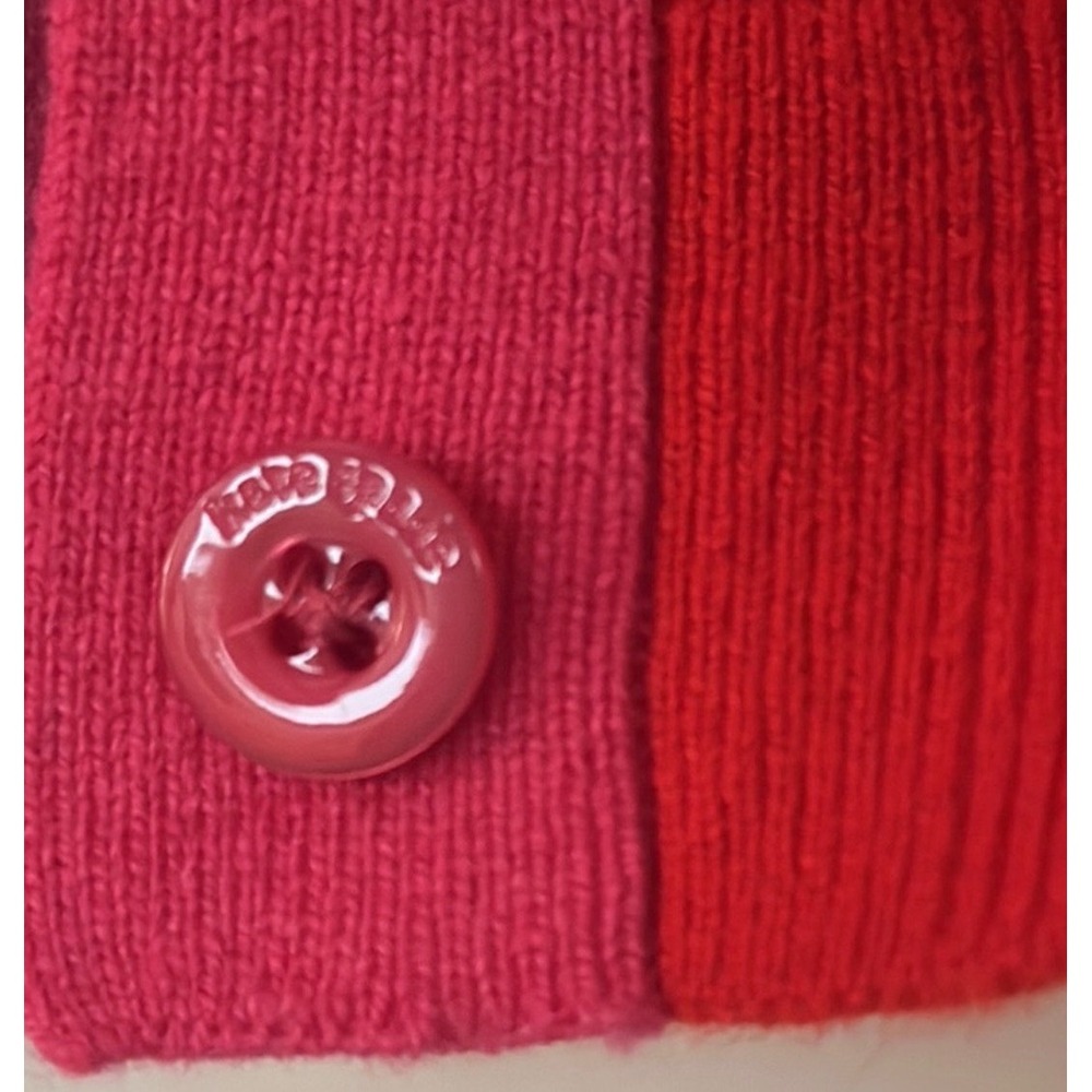 Kate Spade Colorblock Cashmere Gallery Cardigan Red Pink KA429 Medium - Picture 11 of 12